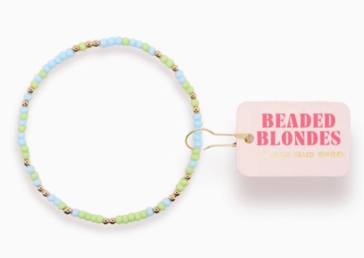 Beaded Blondes Light Green and Powder Blue Sprinkle Bracelet