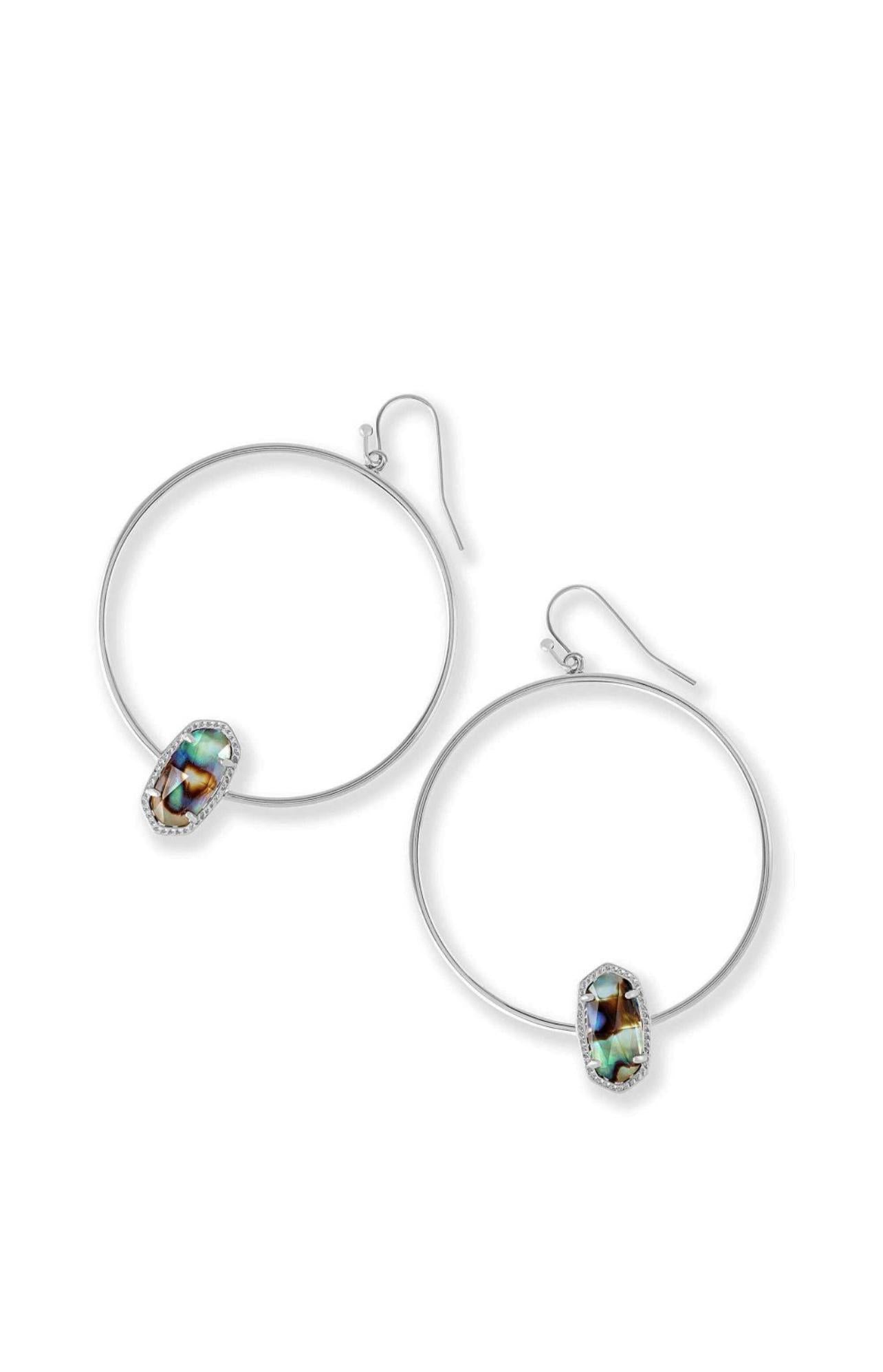 Kendra Scott Elora Silver Hoop Earrings in Abalone Shell