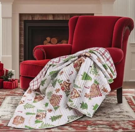 Gingerbread Village Quilted Throw