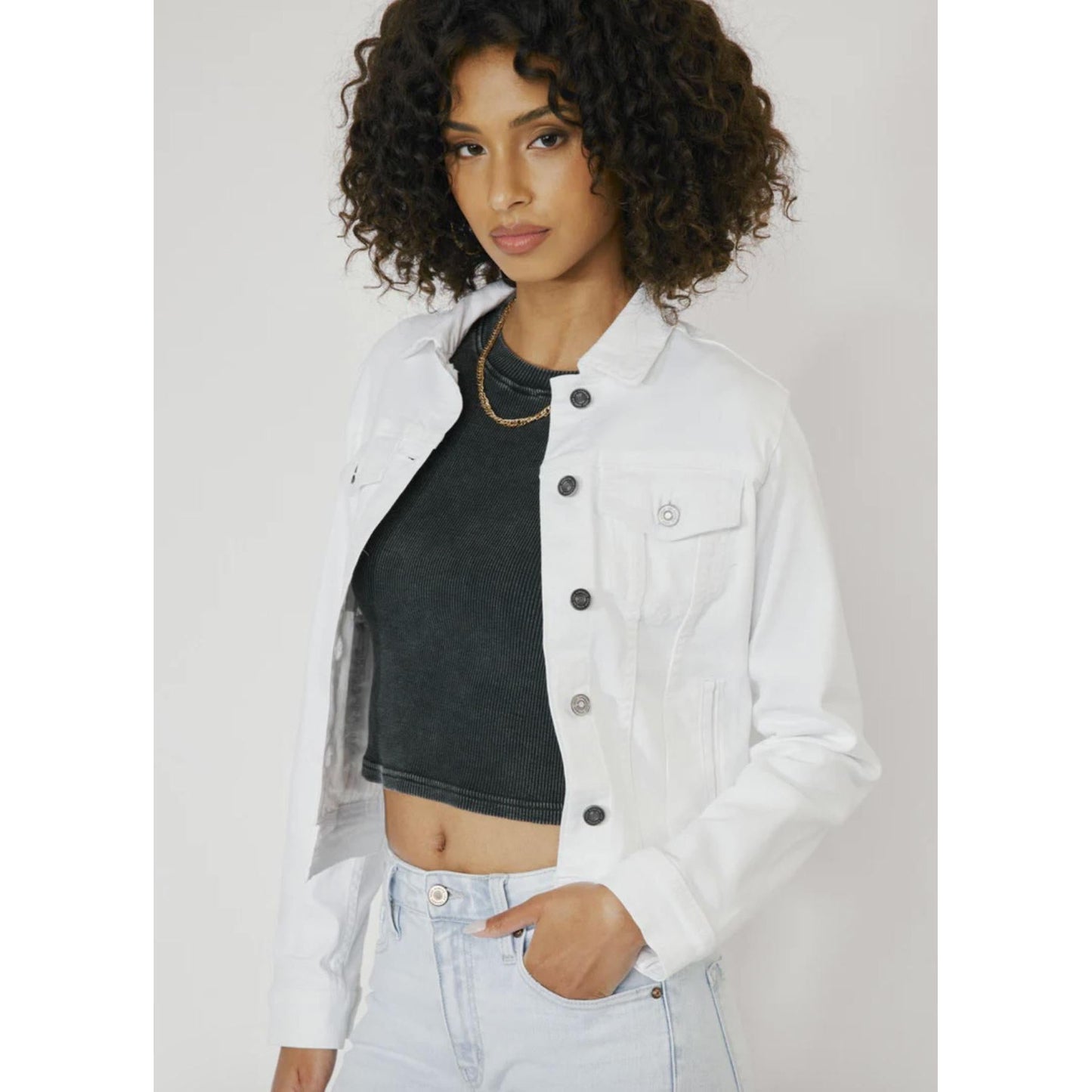 KanCan Yumi Denim Jacket (White)