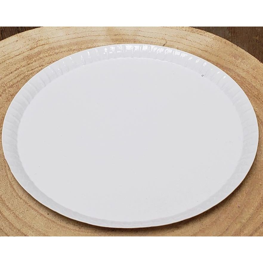 Metal Candle Pan w/ Fluted Edge - White