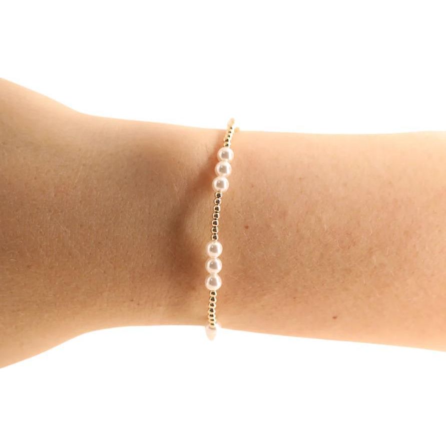Beaded Blondes ILY Pearl Bracelet in Gold
