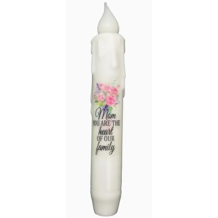 Mom Mother's Day Led Battery Operated Timer Taper Candle (White)