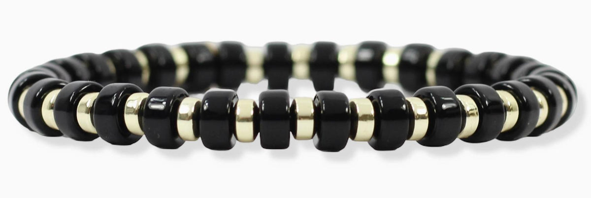 Gigi Stretch Bracelet - Black Disc