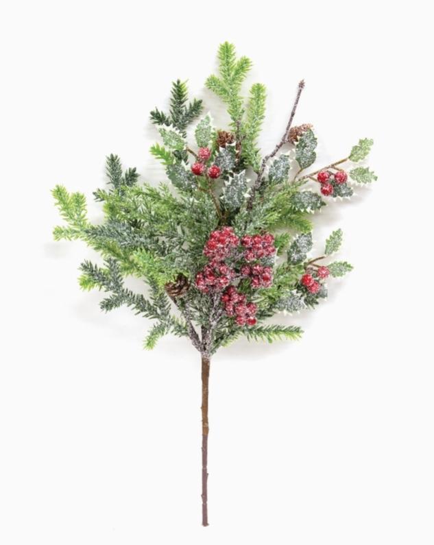 Icy Fantasy Cypress & Holly Spray - 15"