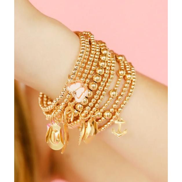 Beaded Blondes Pink Butterfly Charm Bracelet