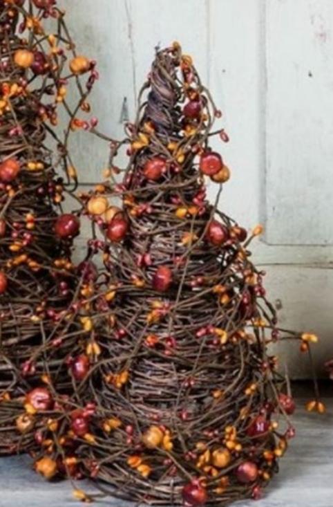 Pumpkin & Berry Cone Tree – 12" H X 5" Base
