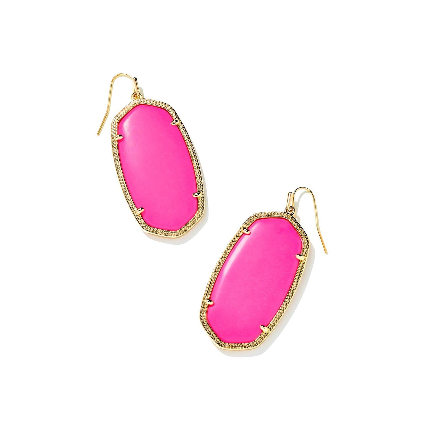 Kendra Scott Danielle Gold Statement Earrings in Neon Pink Magnesite