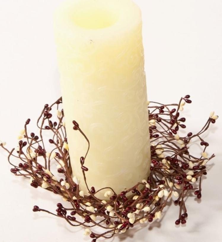 Rice Berry Candle Ring 7.5in Dia (3.5in Rim), Hw, Burgundy