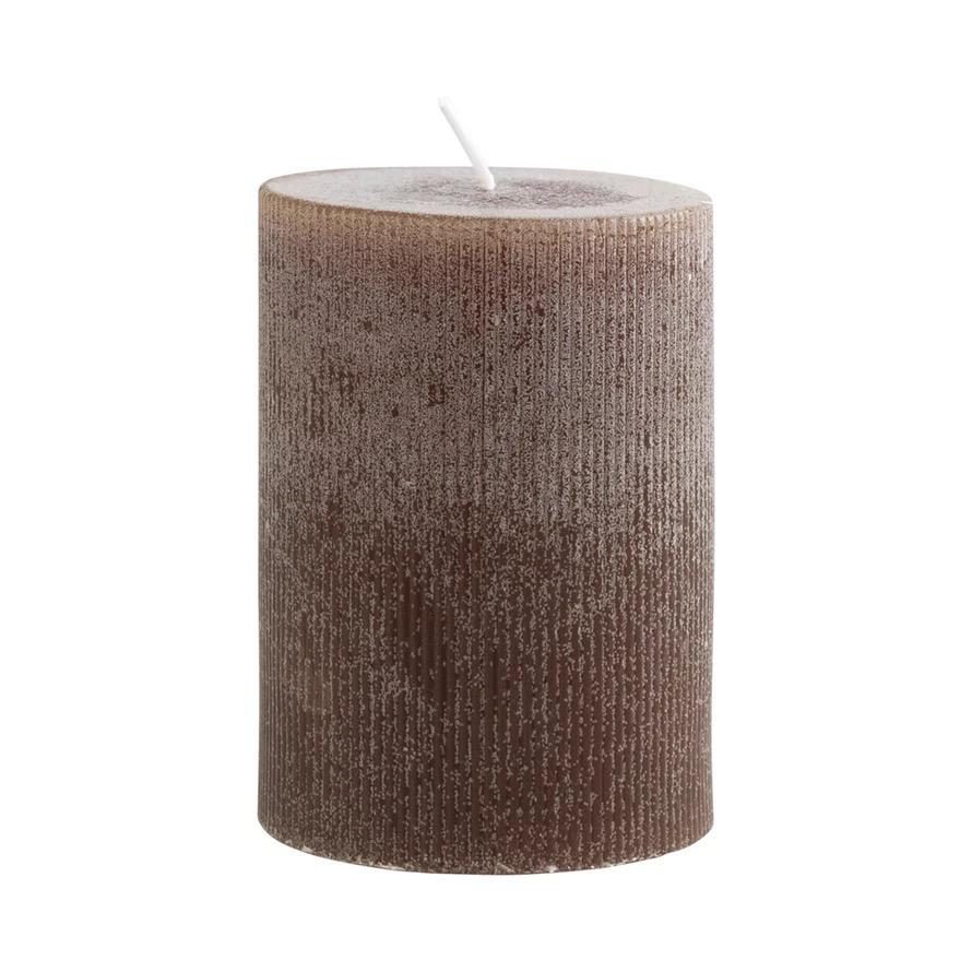 Unscented Pleated Pillar Candle (Leather)