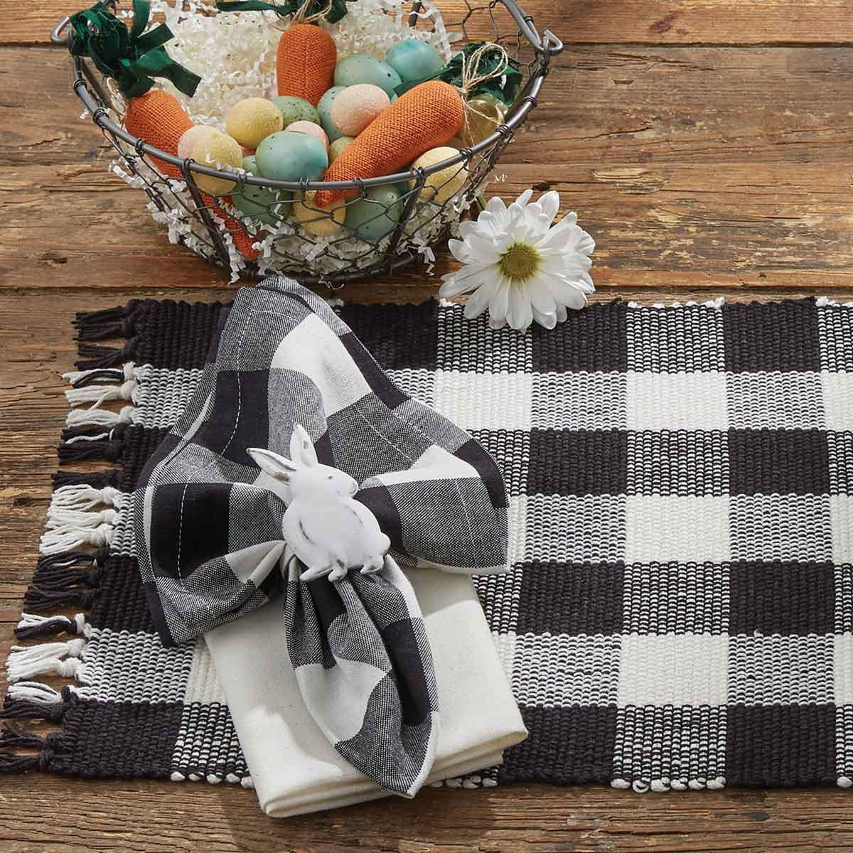 Wicklow Check Yarn Placemat (Black & Cream)