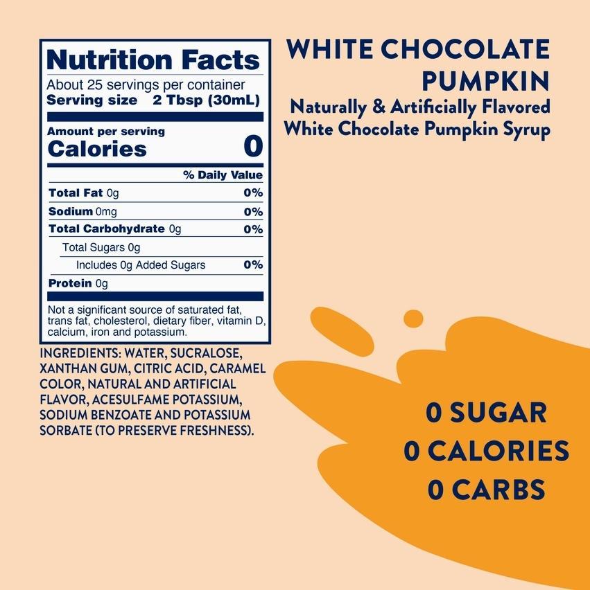 Jordan's Skinny Mixes Sugar Free White Chocolate Pumpkin Syrup