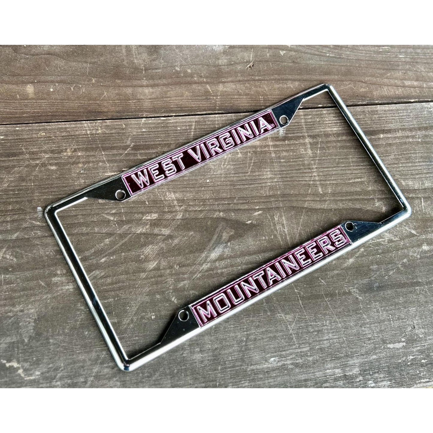 West Virginia Mountaineers Plate Frame (Pink & Silver)