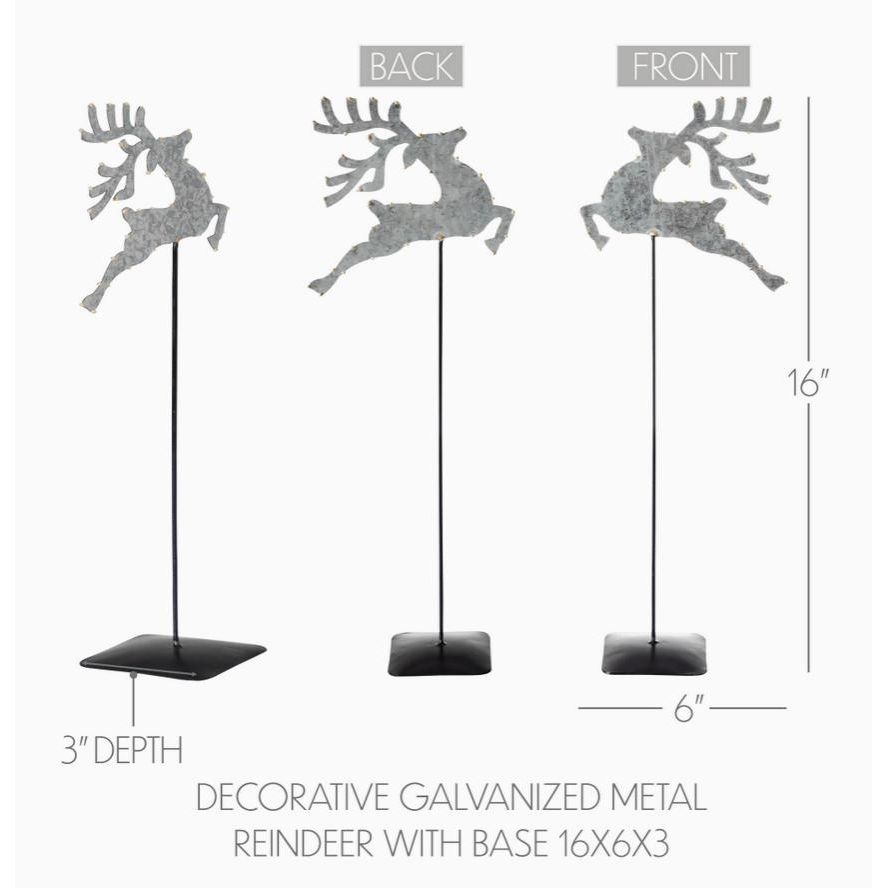 Decorative Galvanized Metal Reindeer with Base