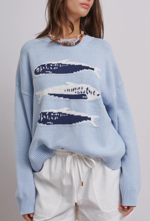 Graphic Oversized Drop-Shoulder Knit Sweater