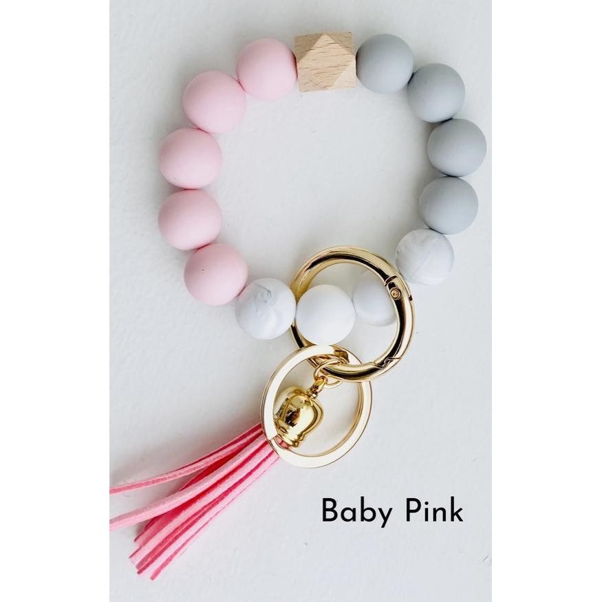 Bangle Keychain | Silicone Wristlet Key Ring | Bead Bracelet