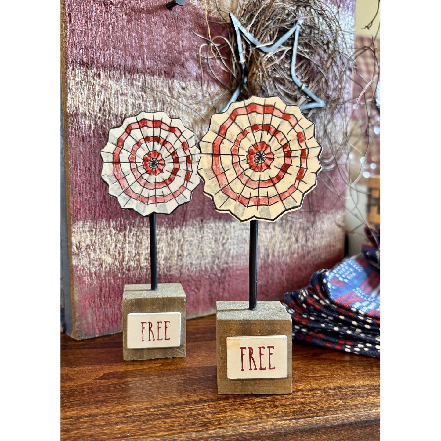 "Free" Red White Pinwheel On Base