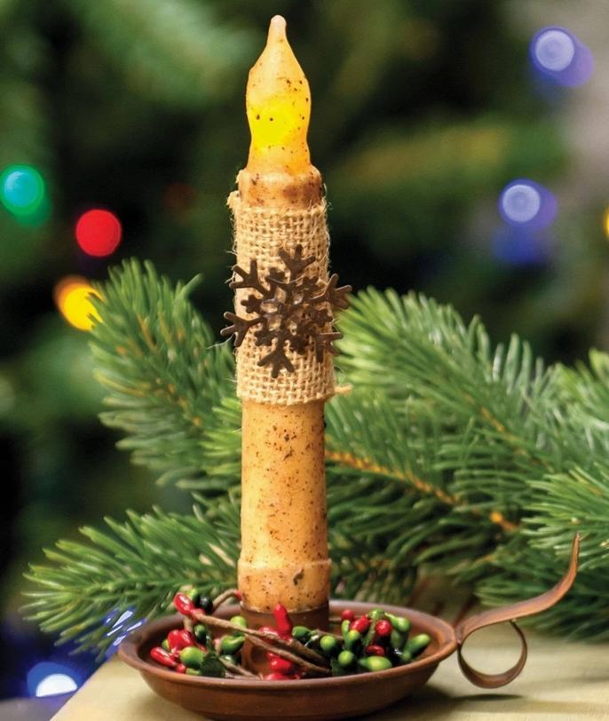 Burnt Ivory Burlap w/ Snowflake Taper