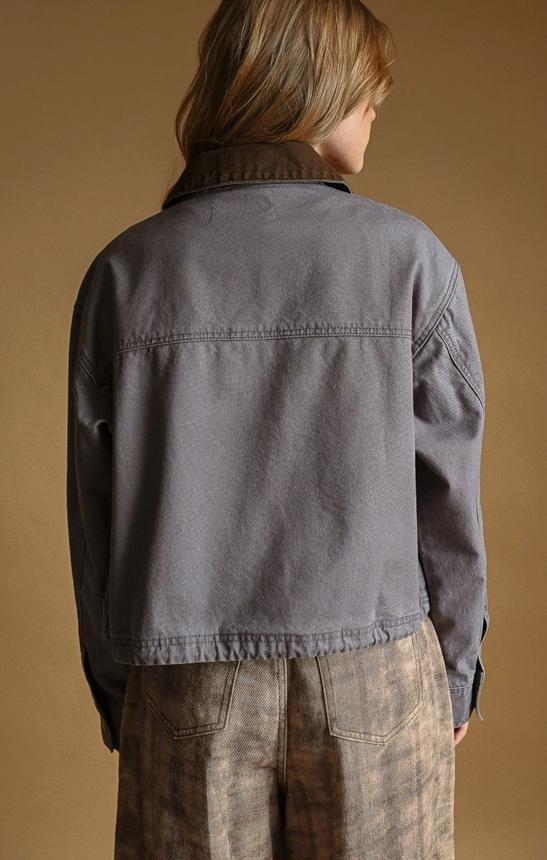 Collar Contrasted Utility Jacket (Denim Blue)