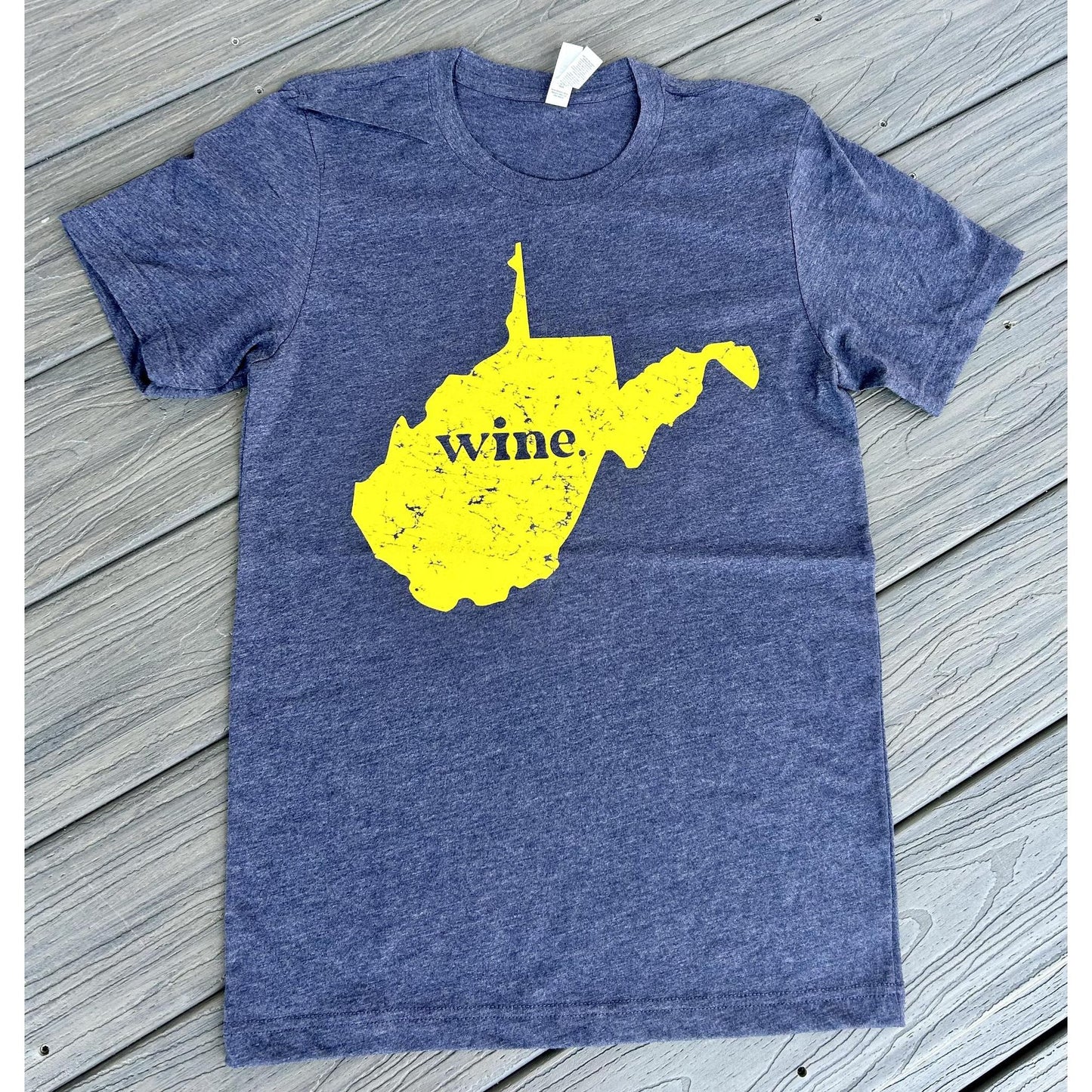 West Virginia WINE. Tee (Navy & Gold)