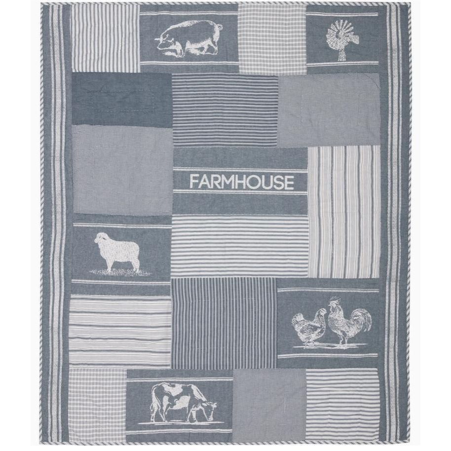 Sawyer Mill Blue Farm Animal Quilted Throw