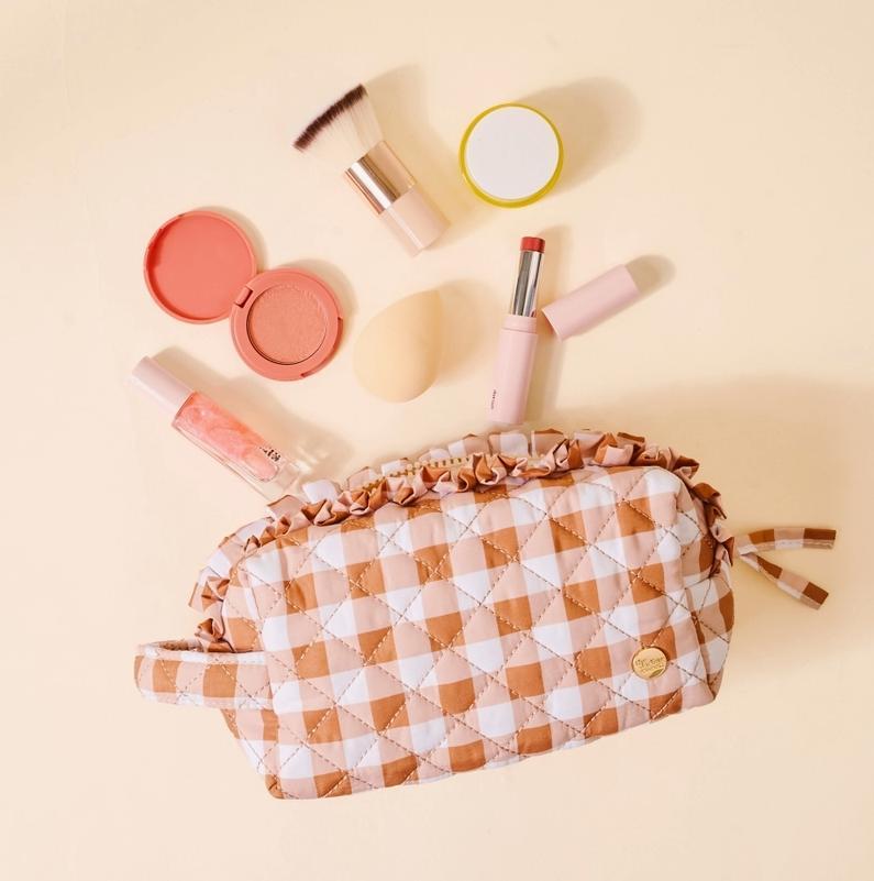 The Darling Effect Essentials Quilted Cosmetic Pouch Maple Gingham