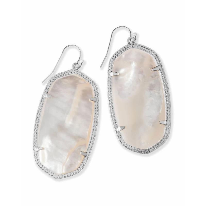 Kendra Scott Danielle Silver Drop Earrings in Ivory Mother-of-Pearl