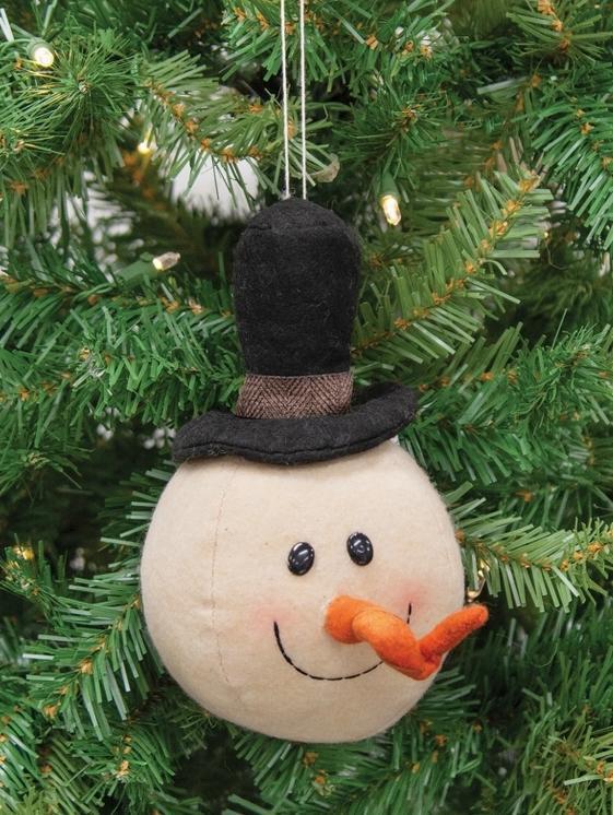 Fabric Snowman Head Ornament