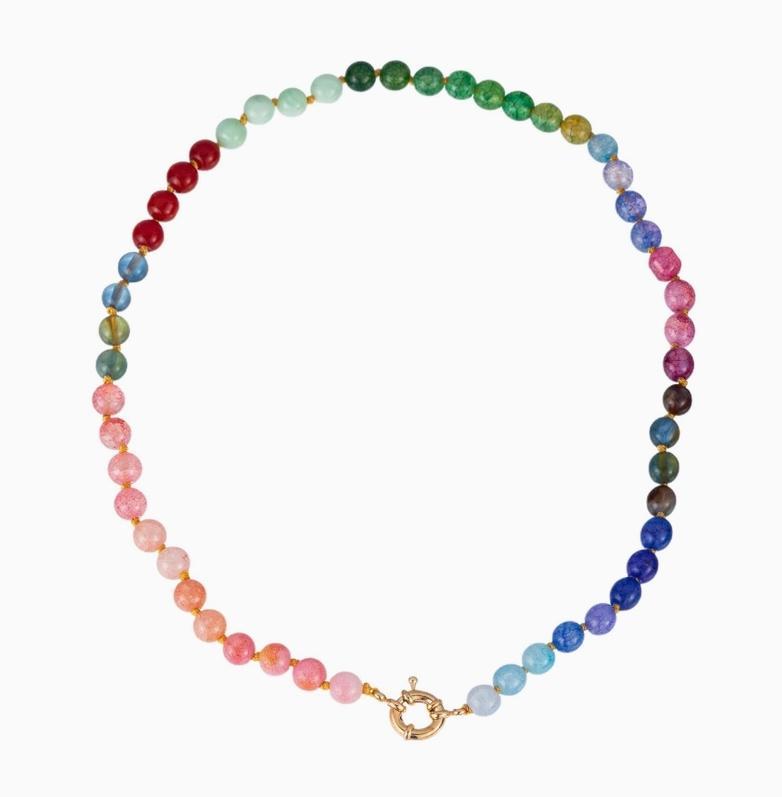 Natural Stone Semi-Precious Glass Mixed Necklace