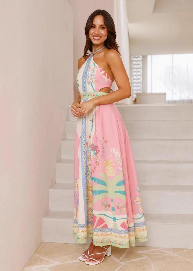 Halter Halter Long Hollowed Waist Dress