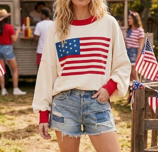 American Flag Sweater Top