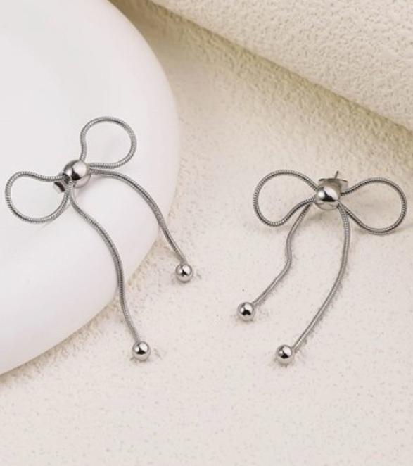 18K Stainless Steel Tarnish Free Bow Earrings