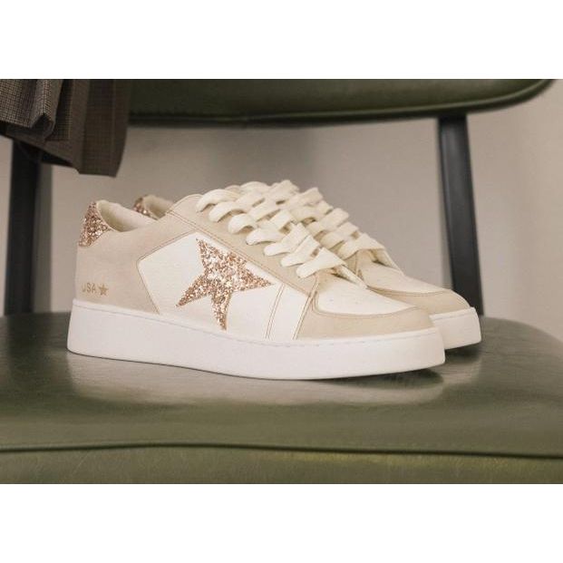 The Liberty Beige | Glitter Star Sneaker