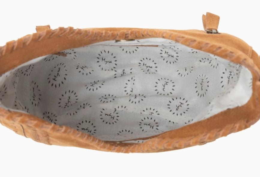 Myra Savannah Sunset Fringed Leather Bag in Deep Mocha