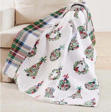 Festive Baubles Quilted Throw