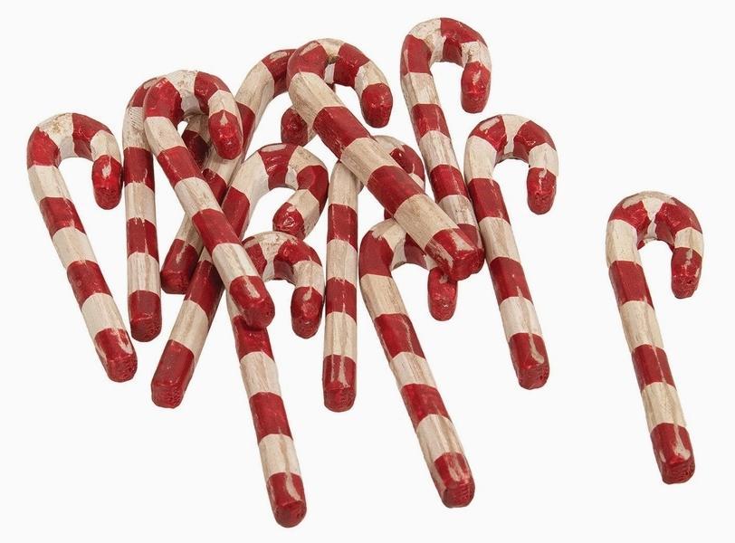 12/Set - Carved Look Resin Antiqued Candy Canes - 3"H