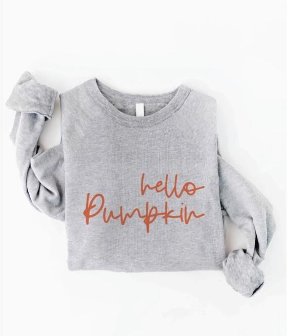Hello Pumpkin Graphic Sweatshirt (Athletic Heather)