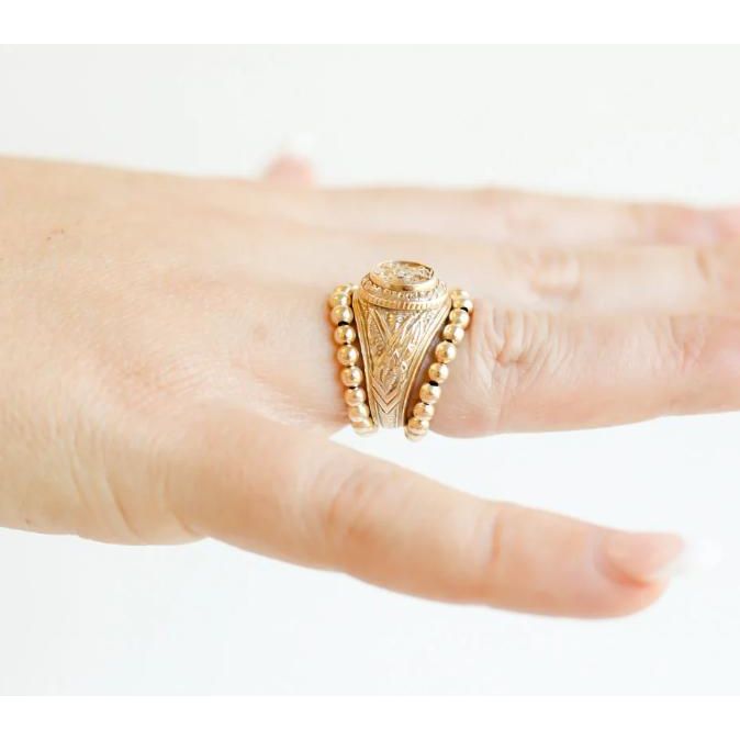 Beaded Blondes Lauren 3MM Beaded Band in Gold