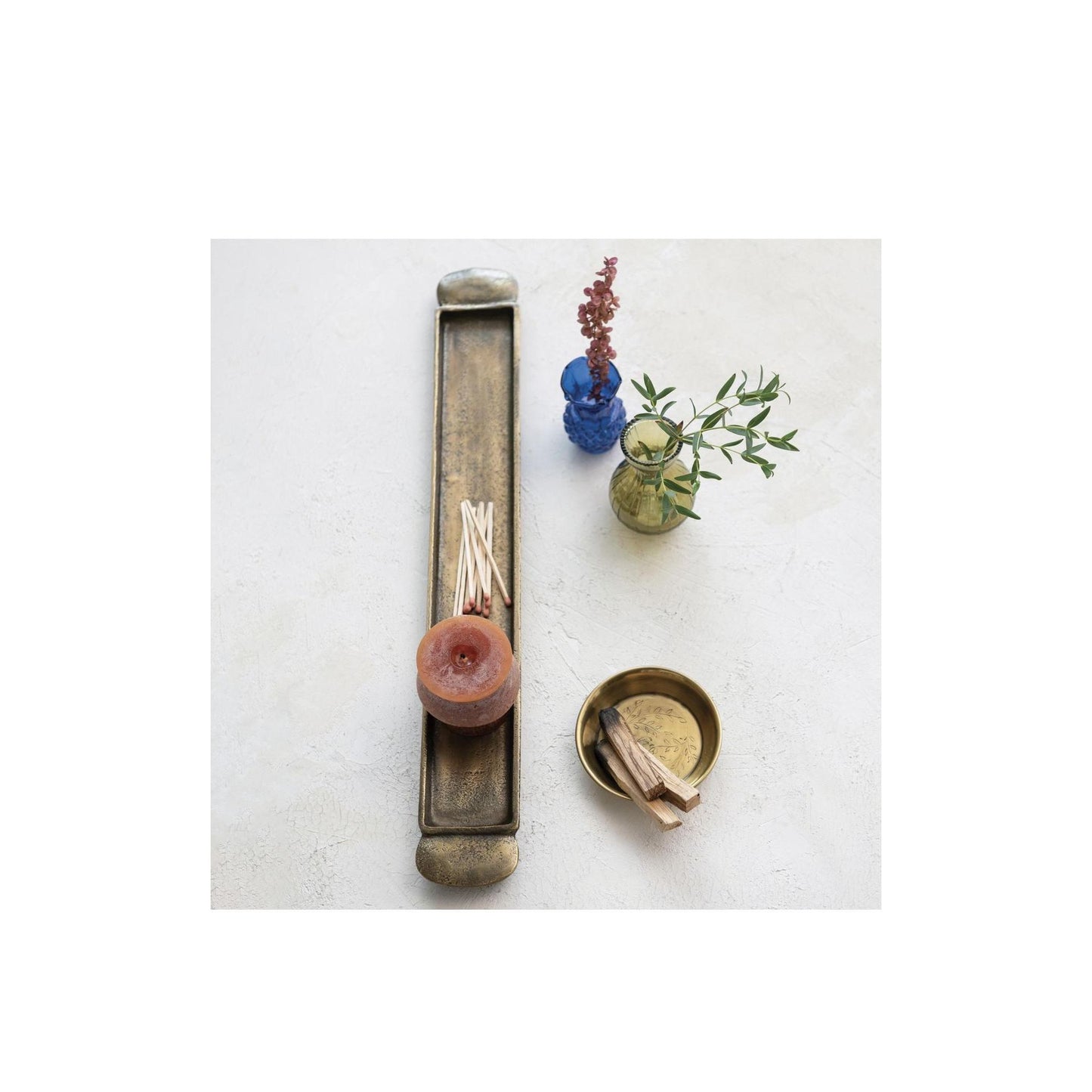 Decorative Cast Aluminum Tray w/ Handles (Antique Brass Finish)