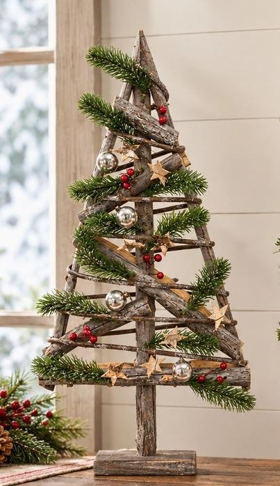 Small Rustic Wooden Christmas Tree Sitter