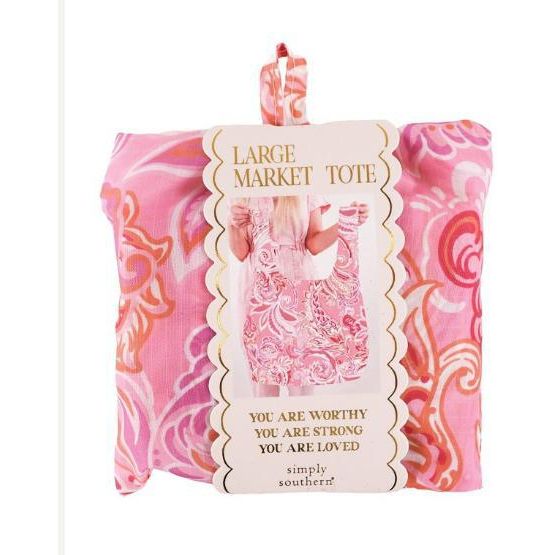 Simply Southern Large Market Tote Bag (Pink Paisley)