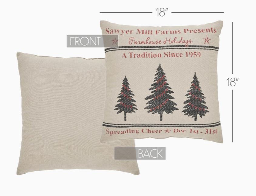 Sawyer Mill Holiday Tree Pillow (18x18)