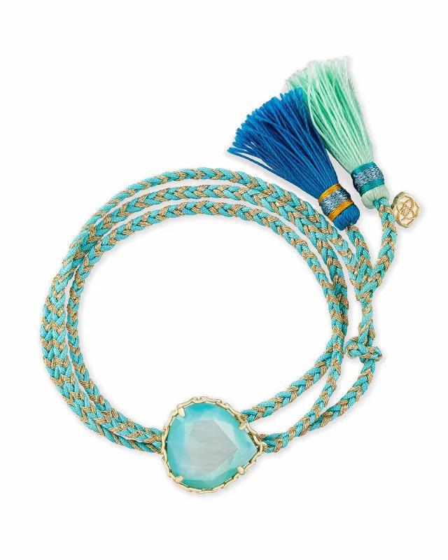 Kendra Scott Kenzie Blue/Gold Wrap Friendship Bracelet