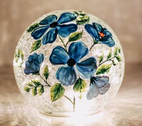 Blue Poppy - LED Glass Orb
