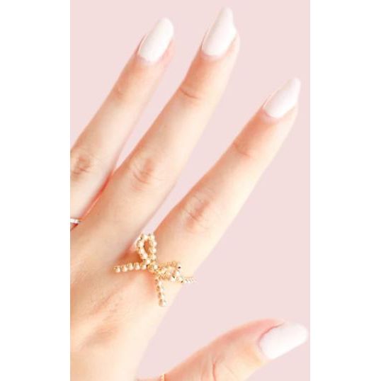 Beaded Blondes Gold Bow Ring