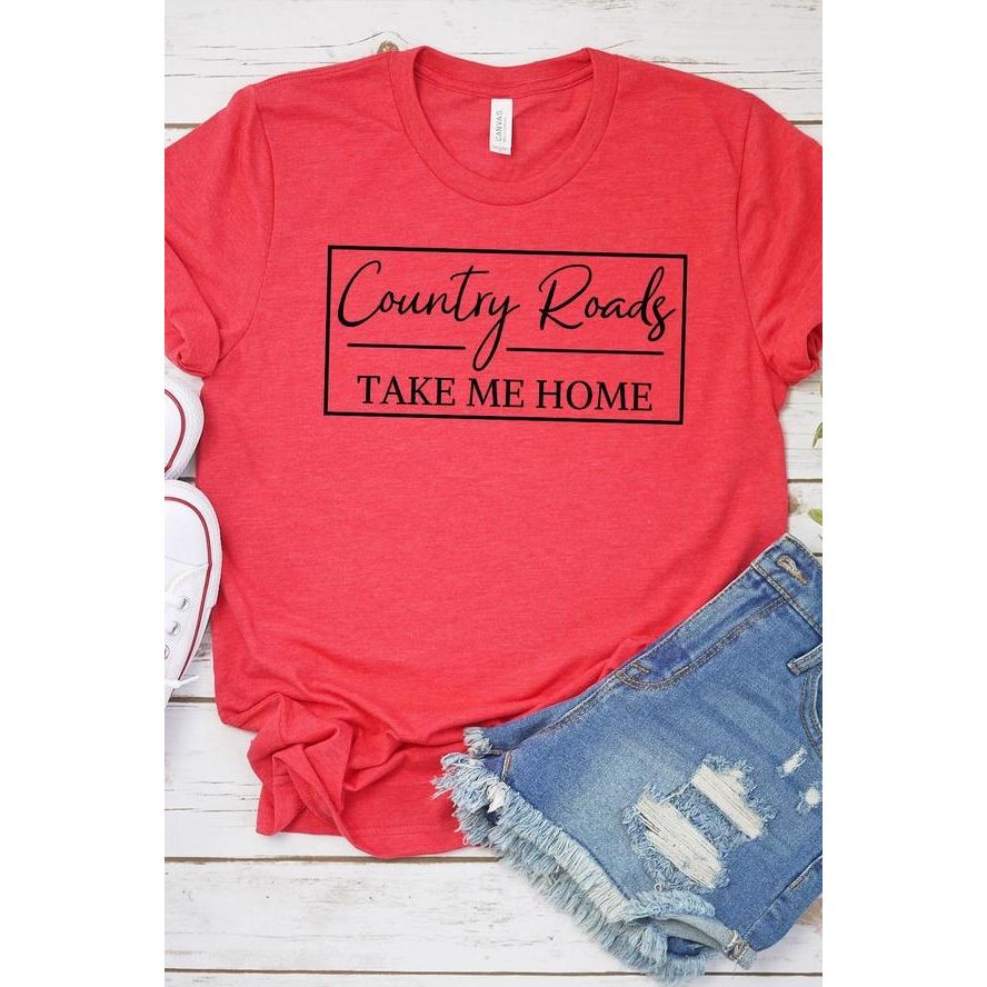Country Roads Take Me Home Tee (Heathered Red)