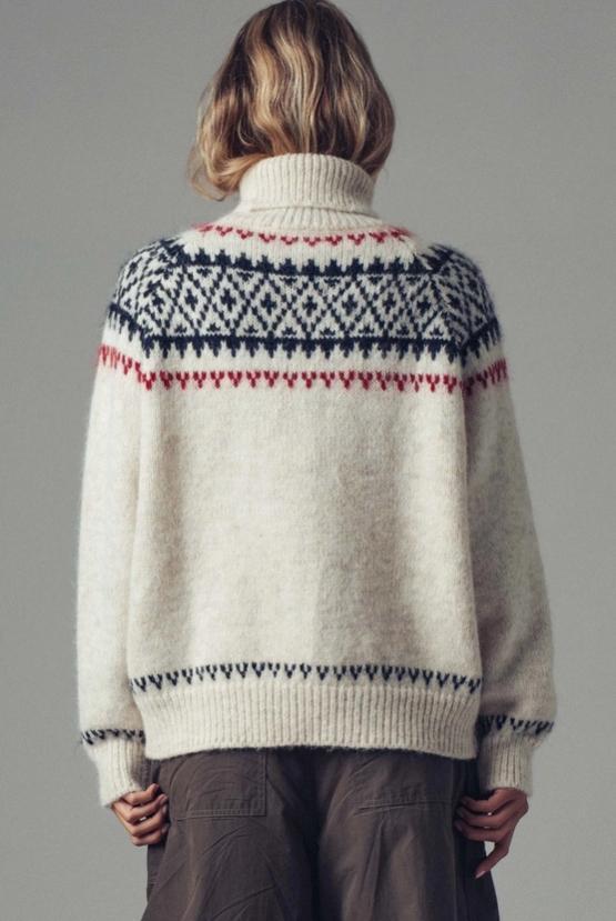Nordic Fair Isle Knit Sweater (Cream Multi)