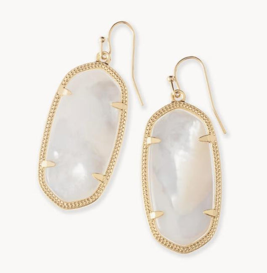 Elle Gold Drop Earrings in Ivory Mother-of-Pearl