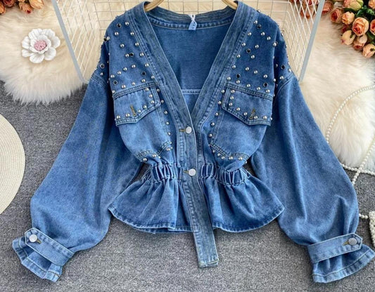 Beaded Denim Shirt/Jacket (One Size)