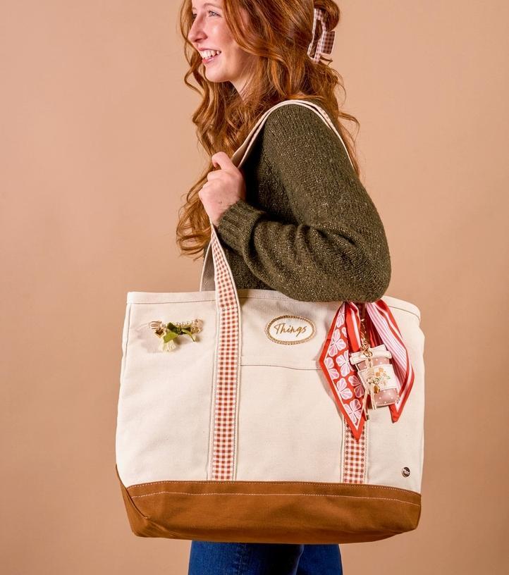 The Darling Canvas Tote Bag Maple Gingham
